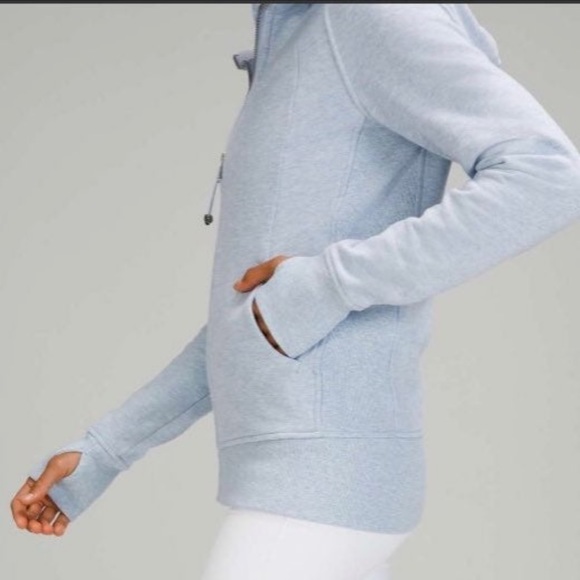 ✨🥰👉🏻 Rare - Lululemon Scuba Hoodie Color Full Zip Heathered Blue Linen Size 8 - Picture 4 of 14